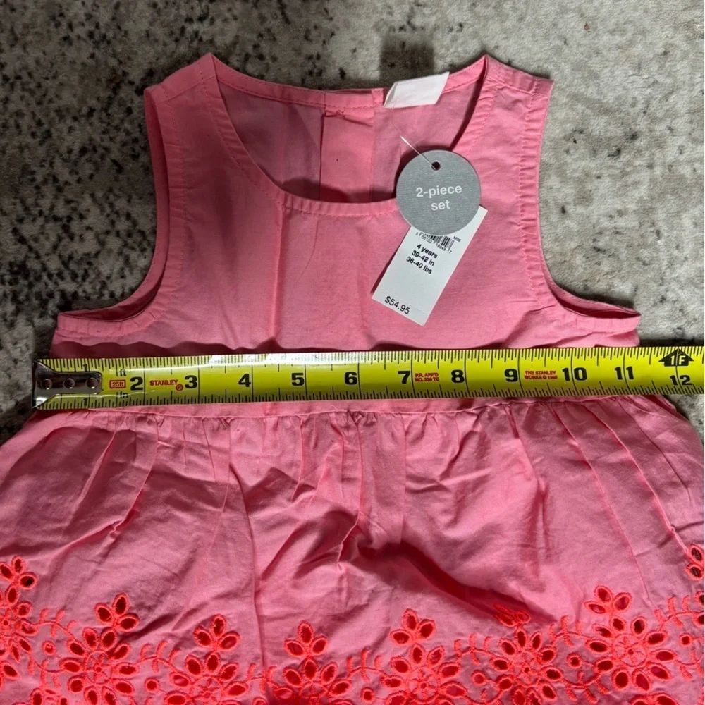 NWT GAP Coral Frost Pink Eyelet Poplin 2-Piece Outfit Size 4 Years